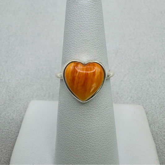 Spiny Pink Oyster S925 Heart Ring