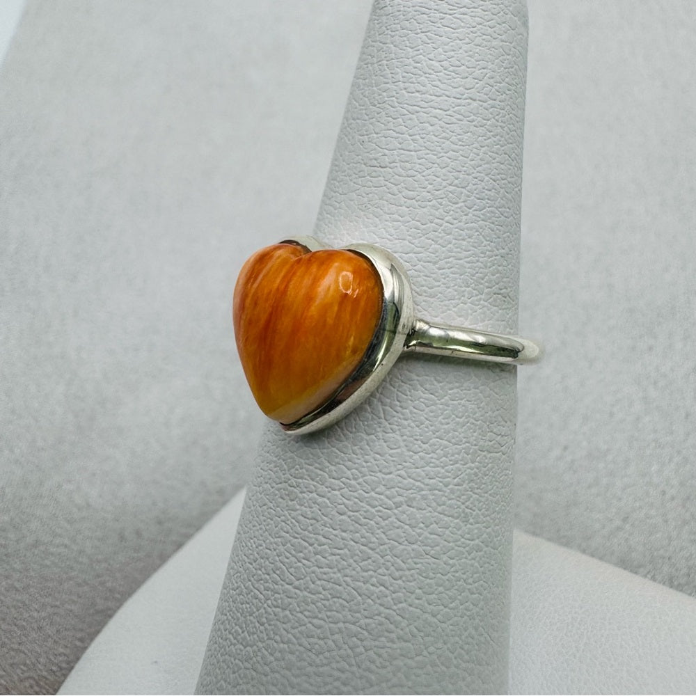 Spiny Pink Oyster S925 Heart Ring