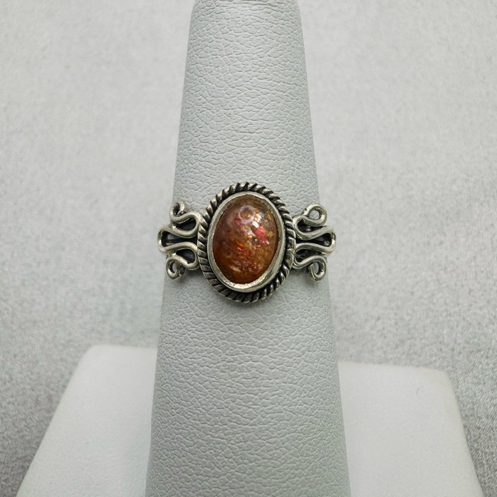 Oval Sunstone Sterling Silver Ring