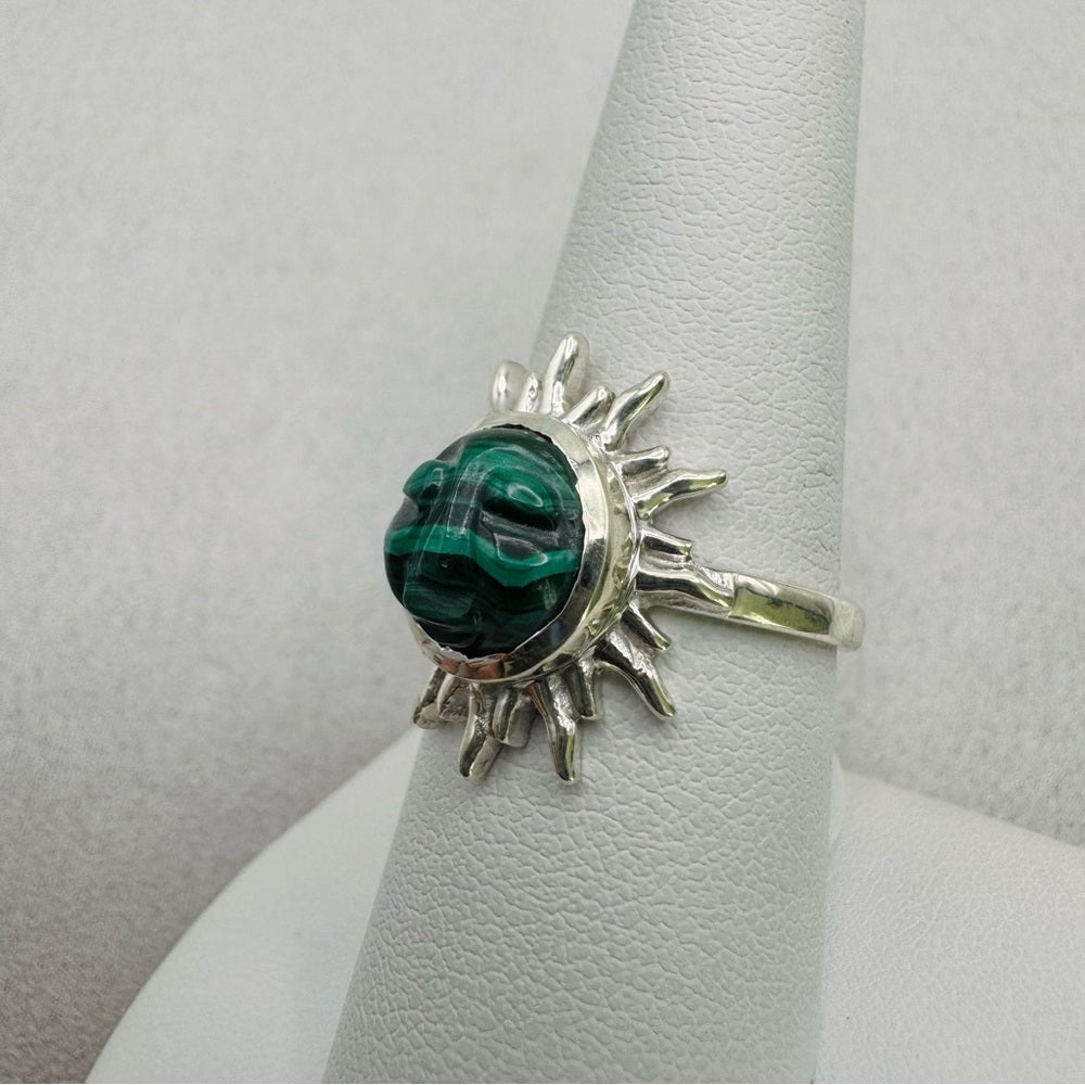Malachite Sun Face S925 Ring