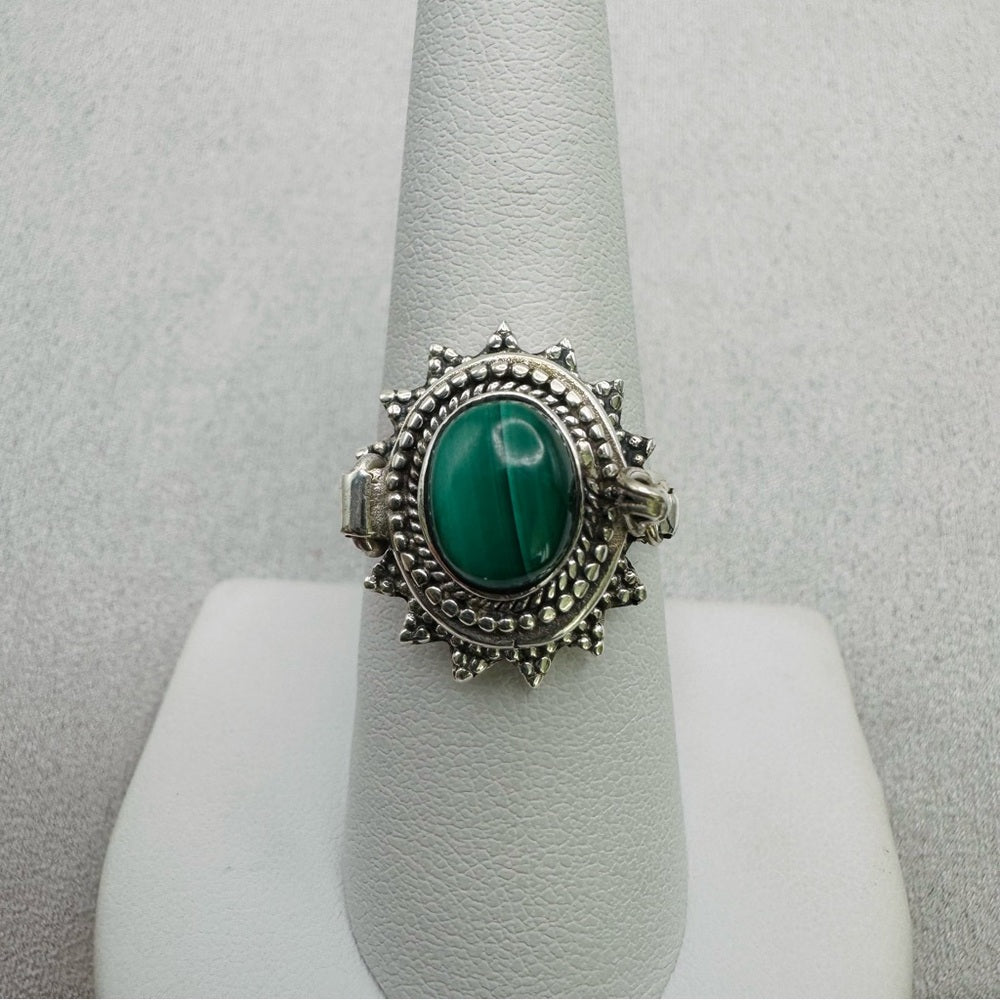 S925 Malachite Poison Ring