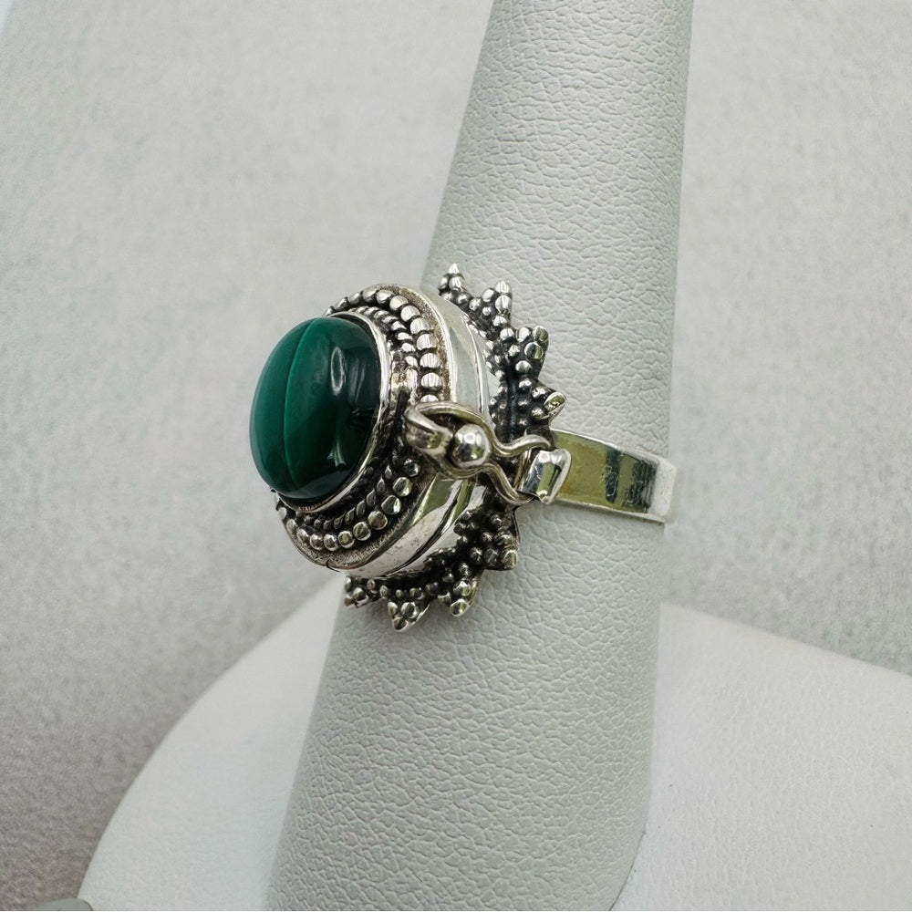S925 Malachite Poison Ring