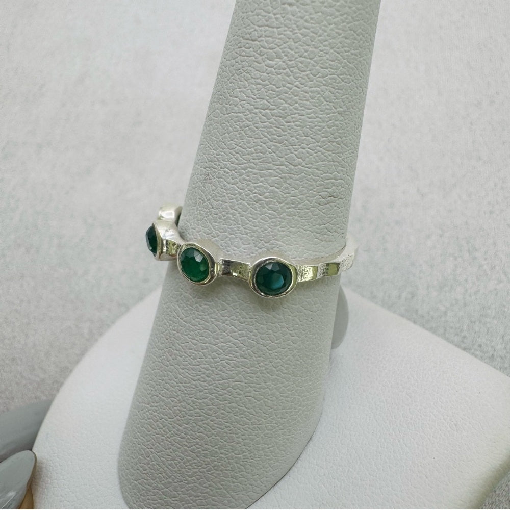 Emerald Bezel Set S925 Ring