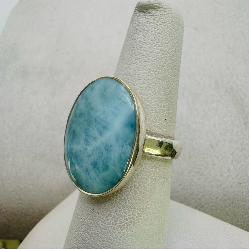 S925 Larimar Adjustable Ring