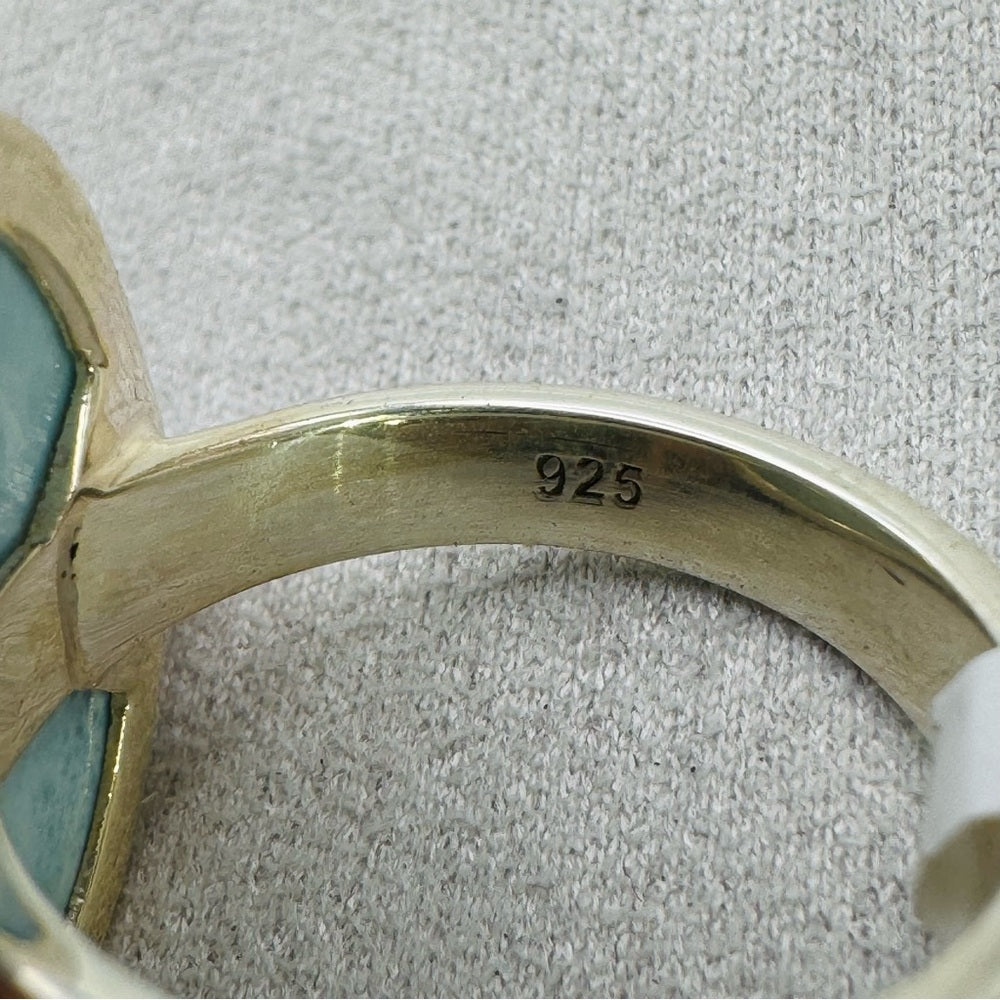 S925 Larimar Adjustable Ring