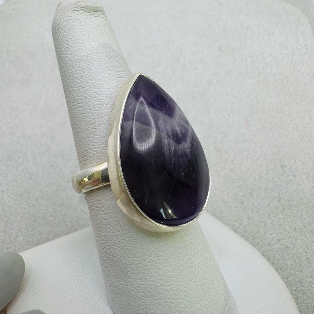 Chevron Amethyst S925 Adjustable Ring