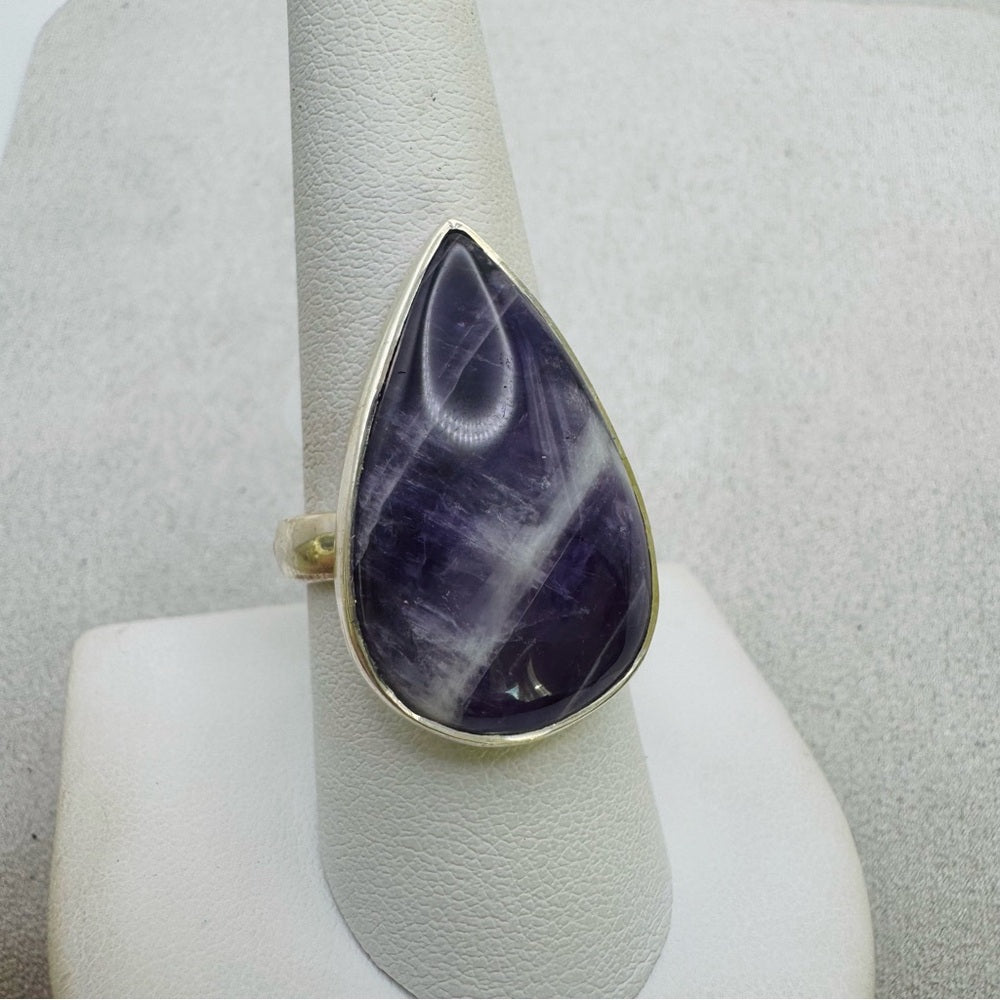 Chevron Amethyst S925 Adjustable Ring