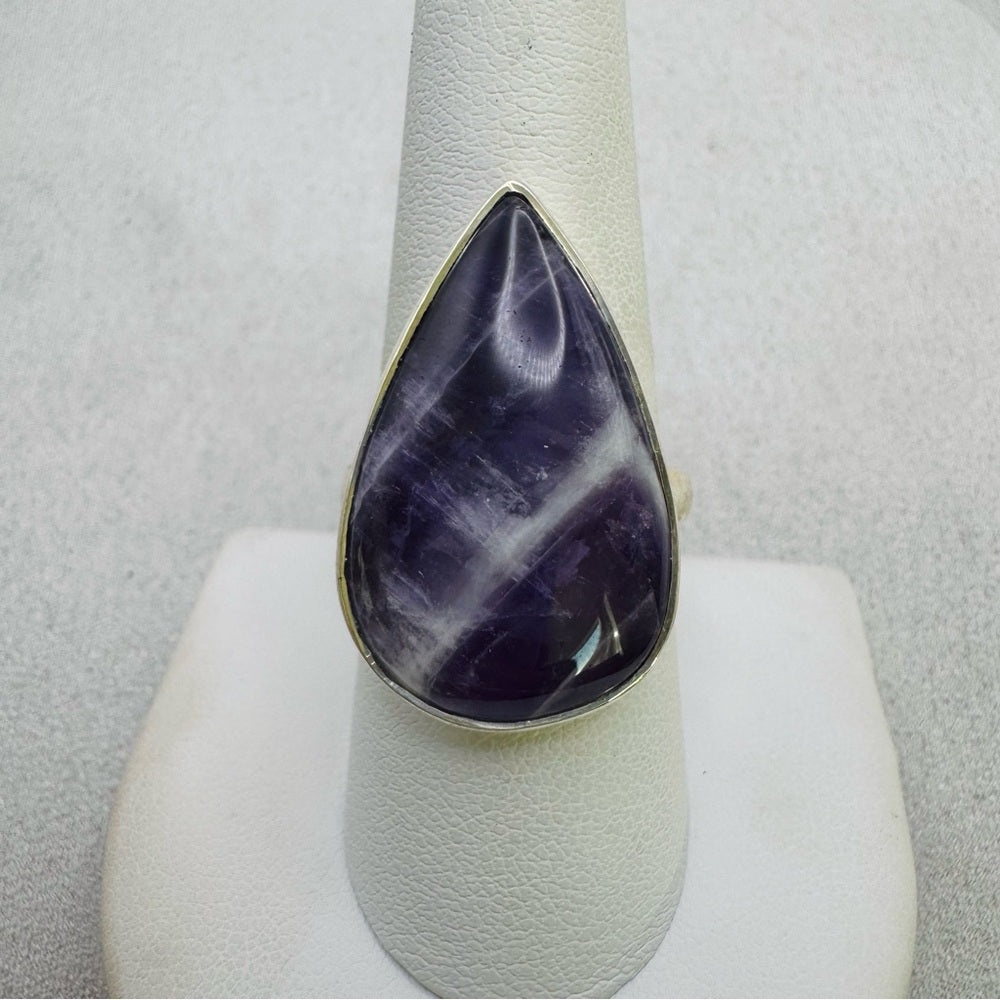 Chevron Amethyst S925 Adjustable Ring