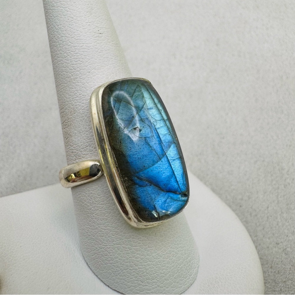 S925 Labradorite Adjustable Ring