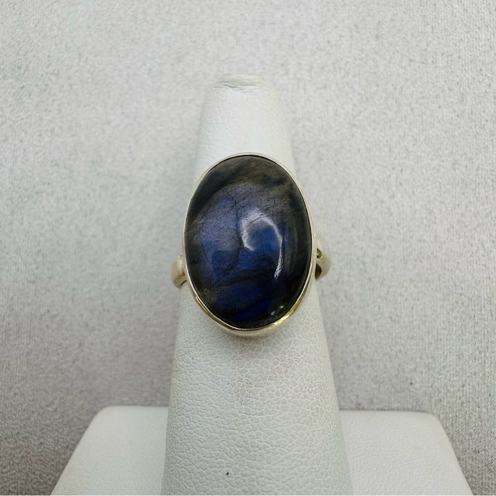 S925 Oval Labradorite Adjustable Ring