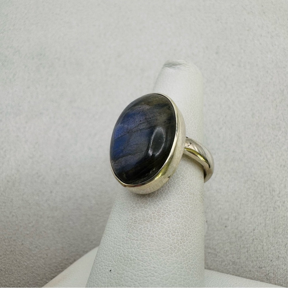 S925 Oval Labradorite Adjustable Ring