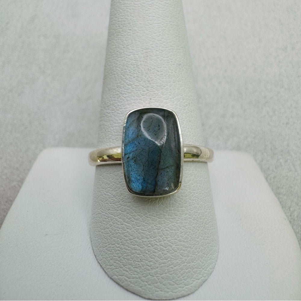 S925 Rectangle Labradorite Ring