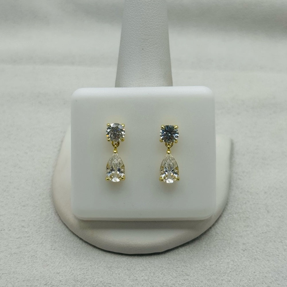 1.5 CT * 2 Moissanite Diamond Solitaire Teardrop Earrings