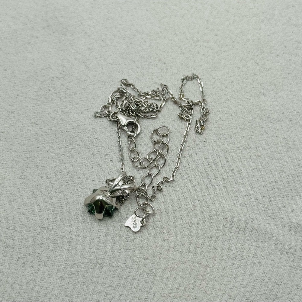 1.2 CT Green Moissanite Princess Cut Diamond Necklace