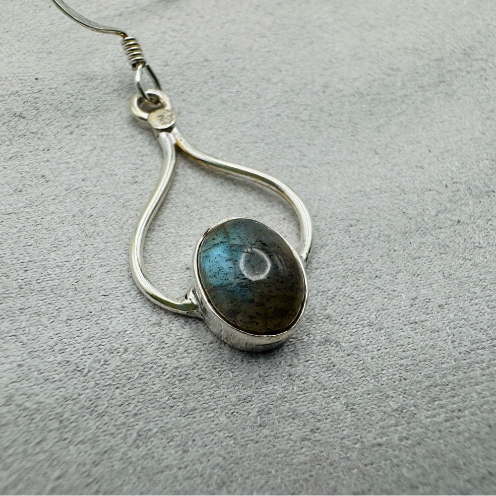 S925 Oval Larimar Dangle Earrings