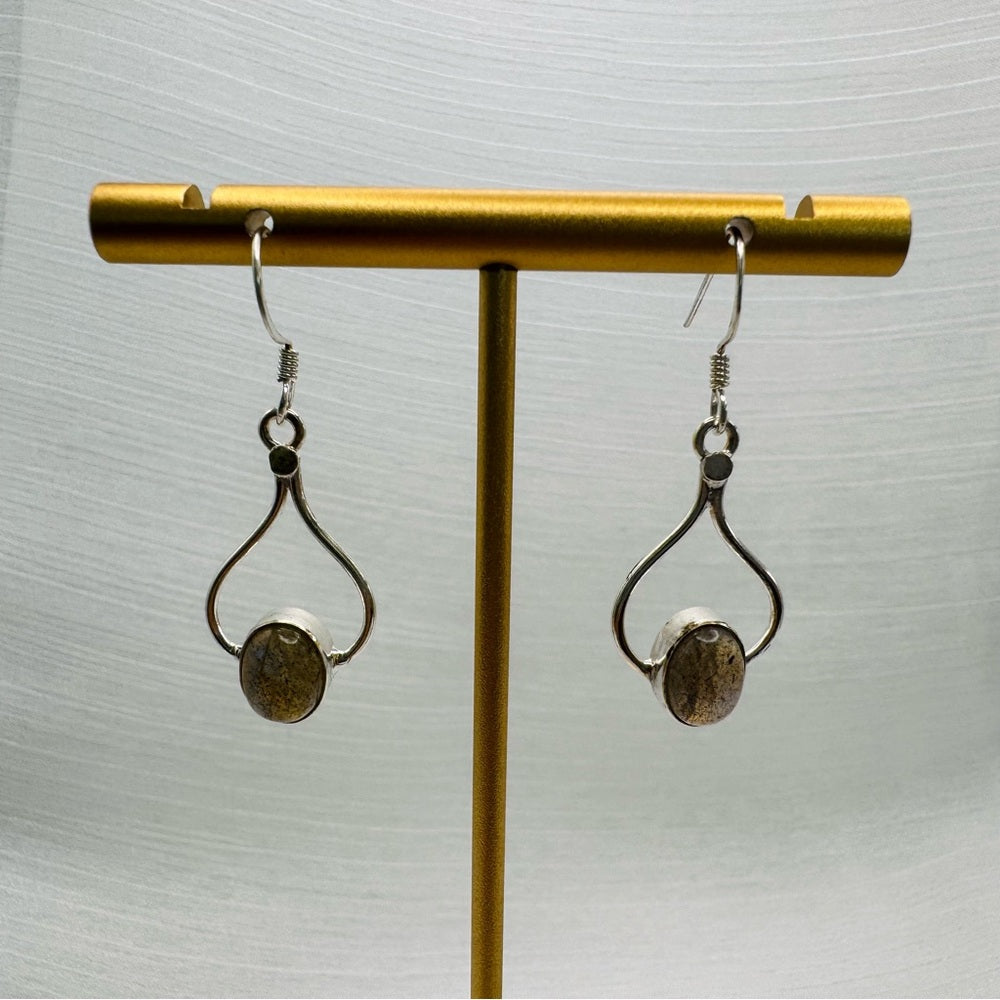 S925 Oval Larimar Dangle Earrings
