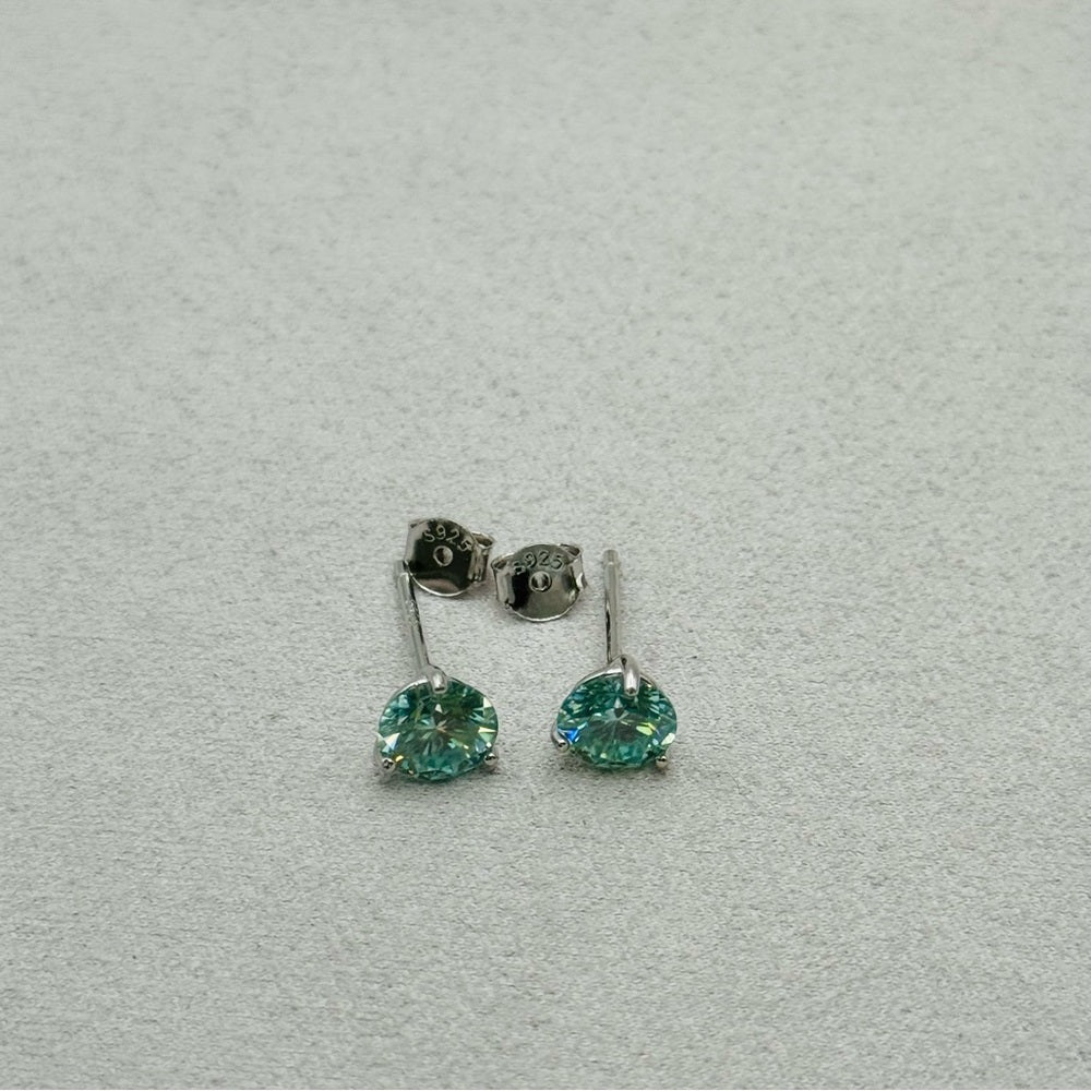 1 * 2 CT Moissanite Diamond Light Blue Earrings