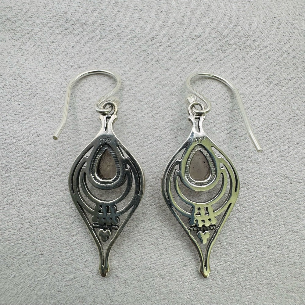 S925 Rose Quartz Dangle Earrings
