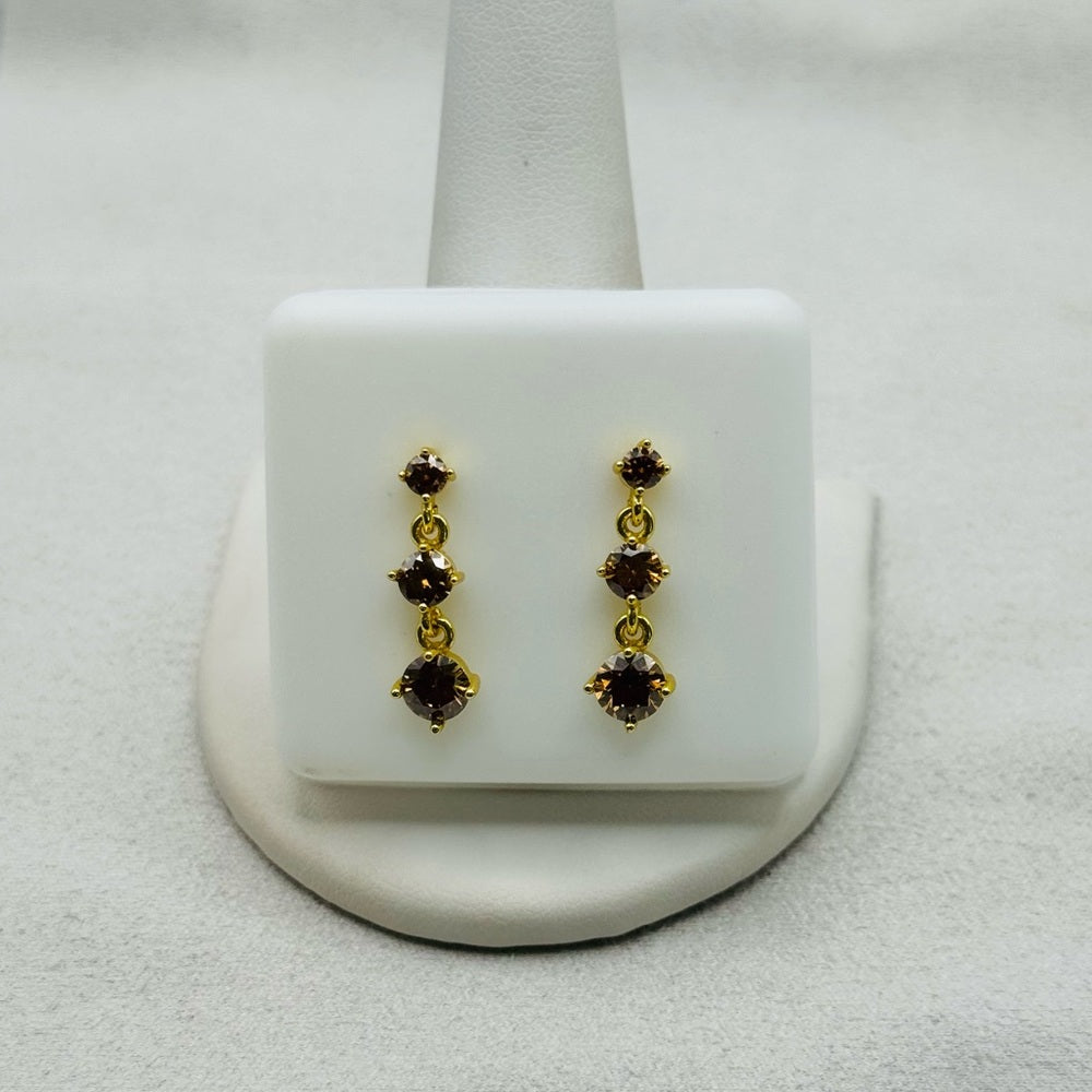 1.8 * 2 CT Moissanite Diamond Amber Triple Drop Dangle Earrings