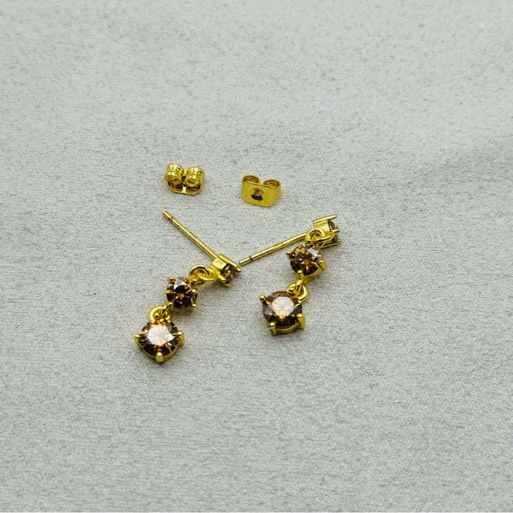 1.8 * 2 CT Moissanite Diamond Amber Triple Drop Dangle Earrings