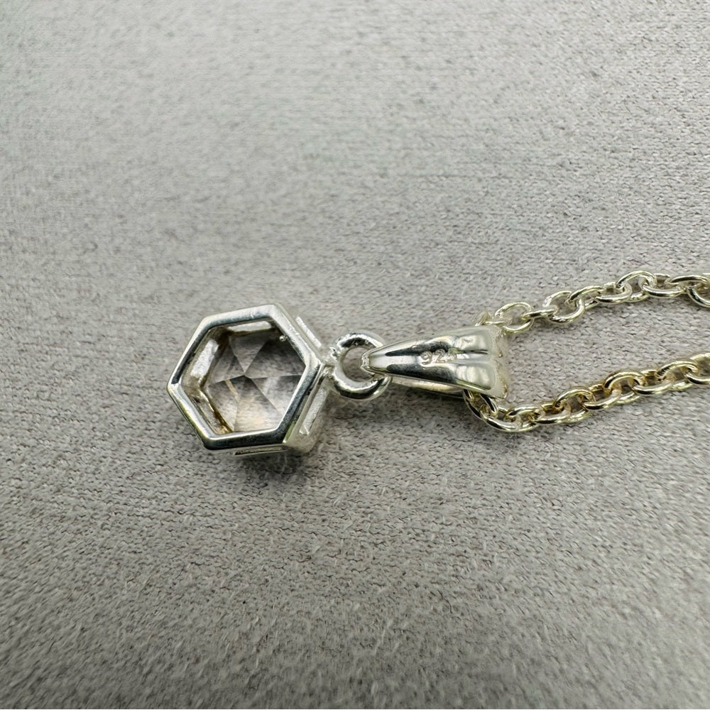 S925 Hexagon Clear Quartz Necklace