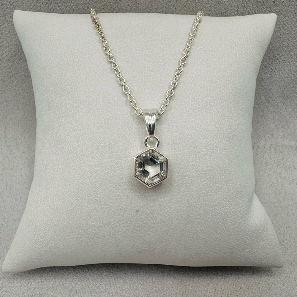 S925 Hexagon Clear Quartz Necklace