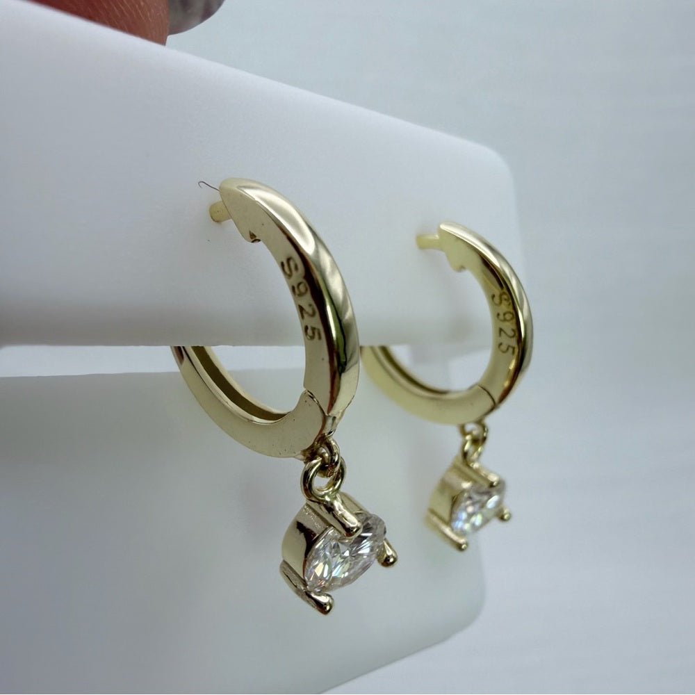 0.5 CT * 2 Moissanite Diamond White Solitaire Dangle Hooks