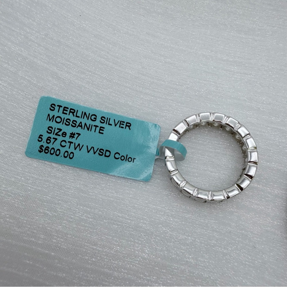 5.67 CT Moissanite Diamond Full Eternity Emerald Cut Band