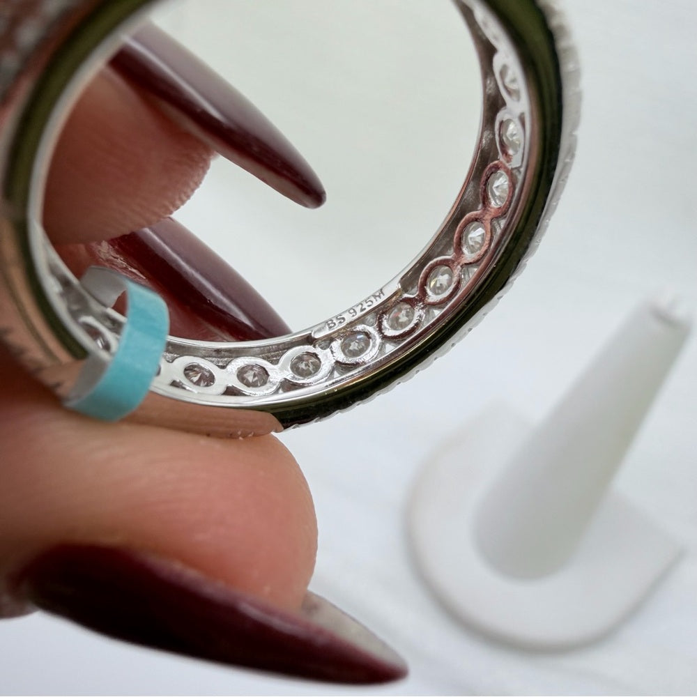 2.58 CT Moissanite Diamond Full Eternity Solitaire & Pavé Band