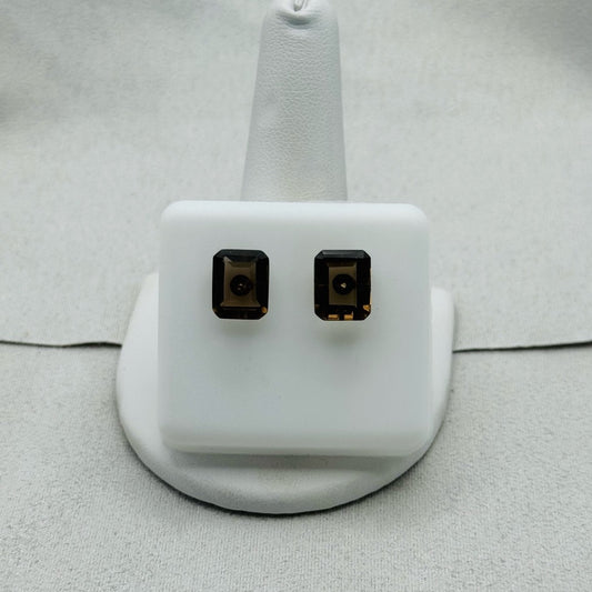 Smoky Quartz Emerald Cut Studs