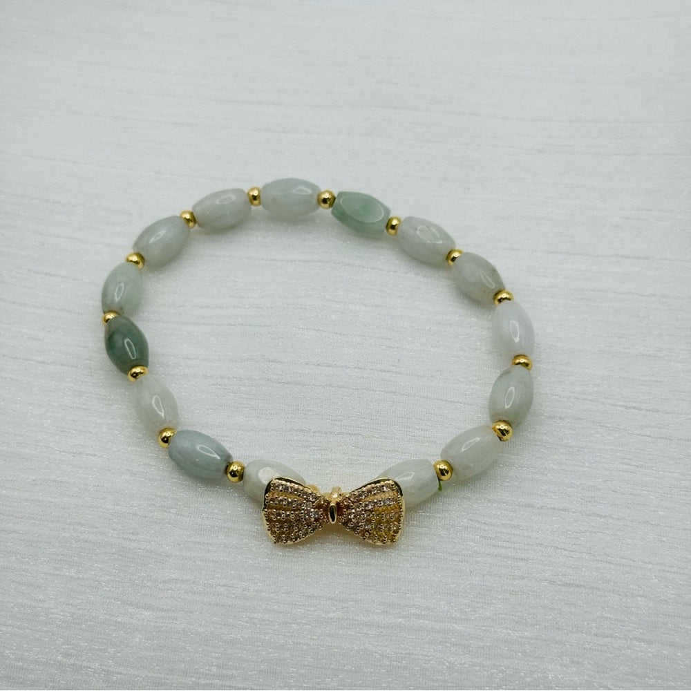Jade Bow Stretchy Bracelet