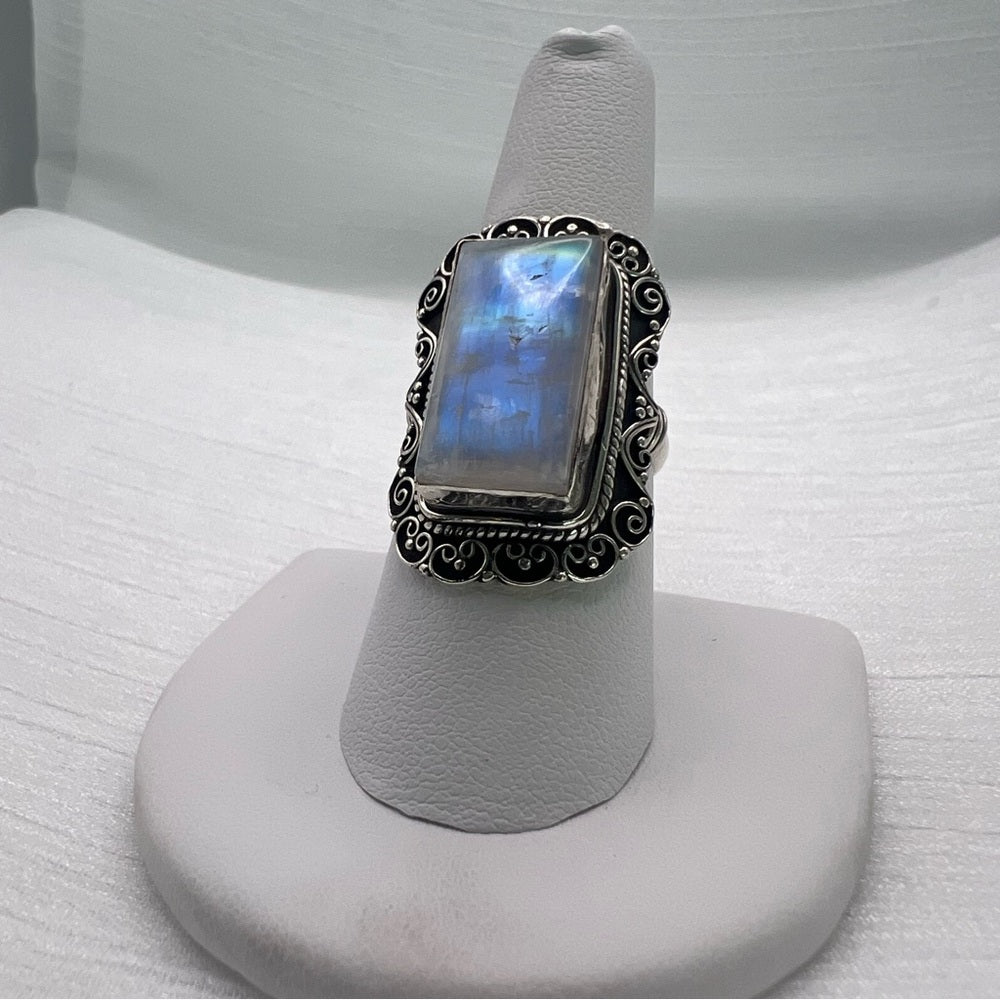 Rectangle S925 sterling silver moonstone