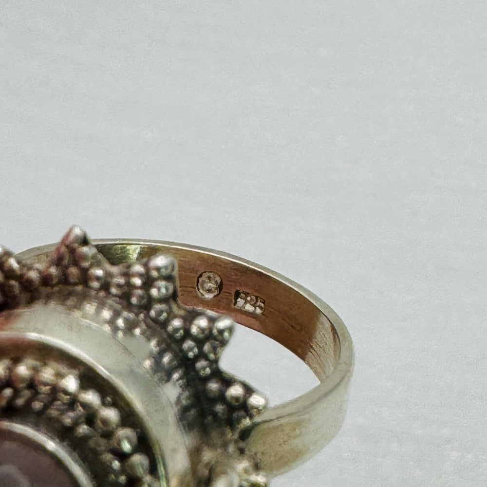 S925 Rose Quartz Oval Poison Ring