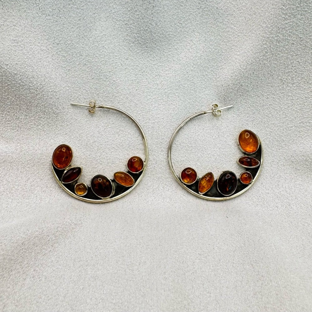 Baltic Amber Hoop Earrings