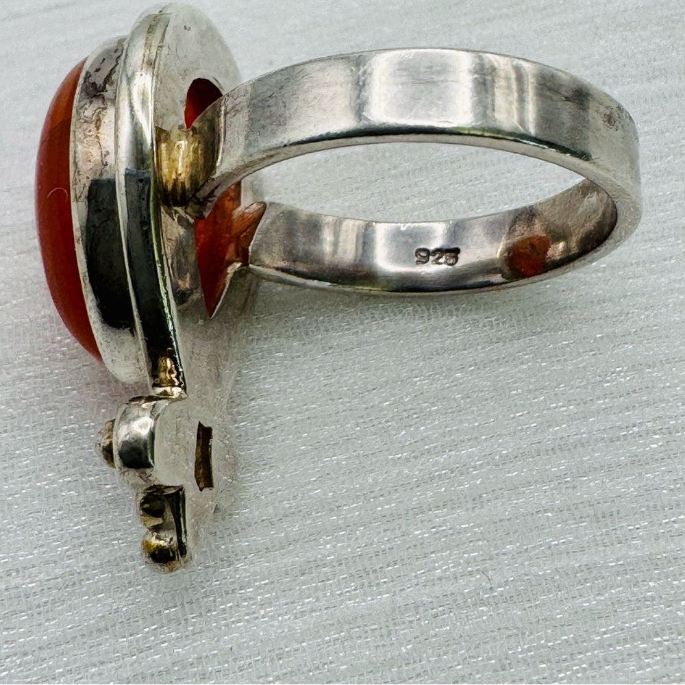 S925 Teardrop Carnelian Ring