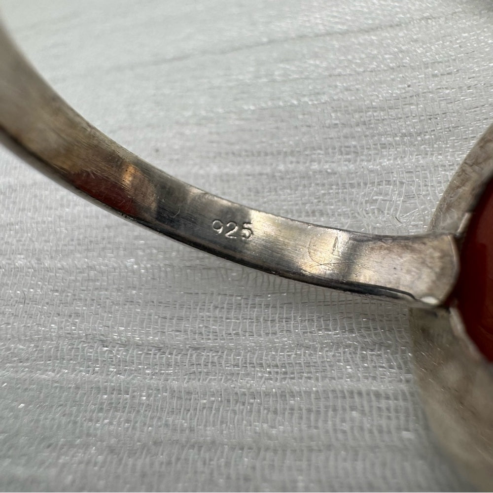 S925 Round Carnelian Ring