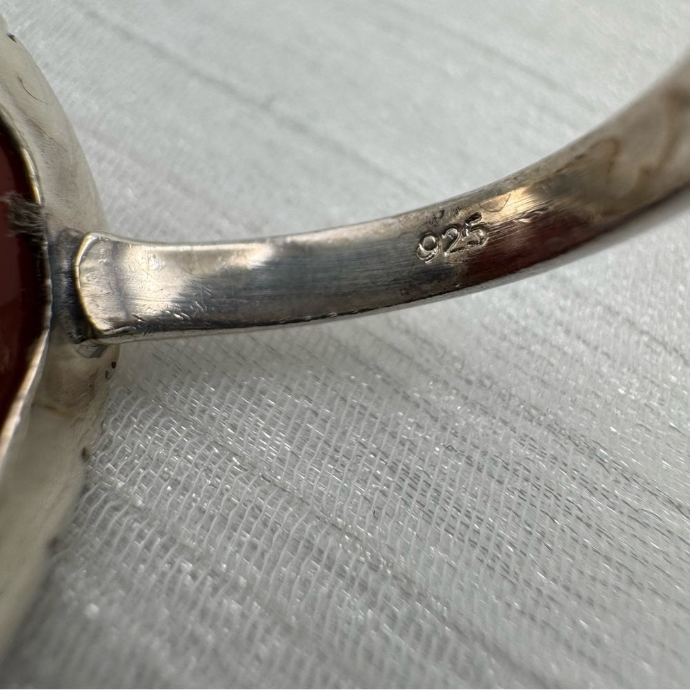 S925 Teardrop Carnelian Ring