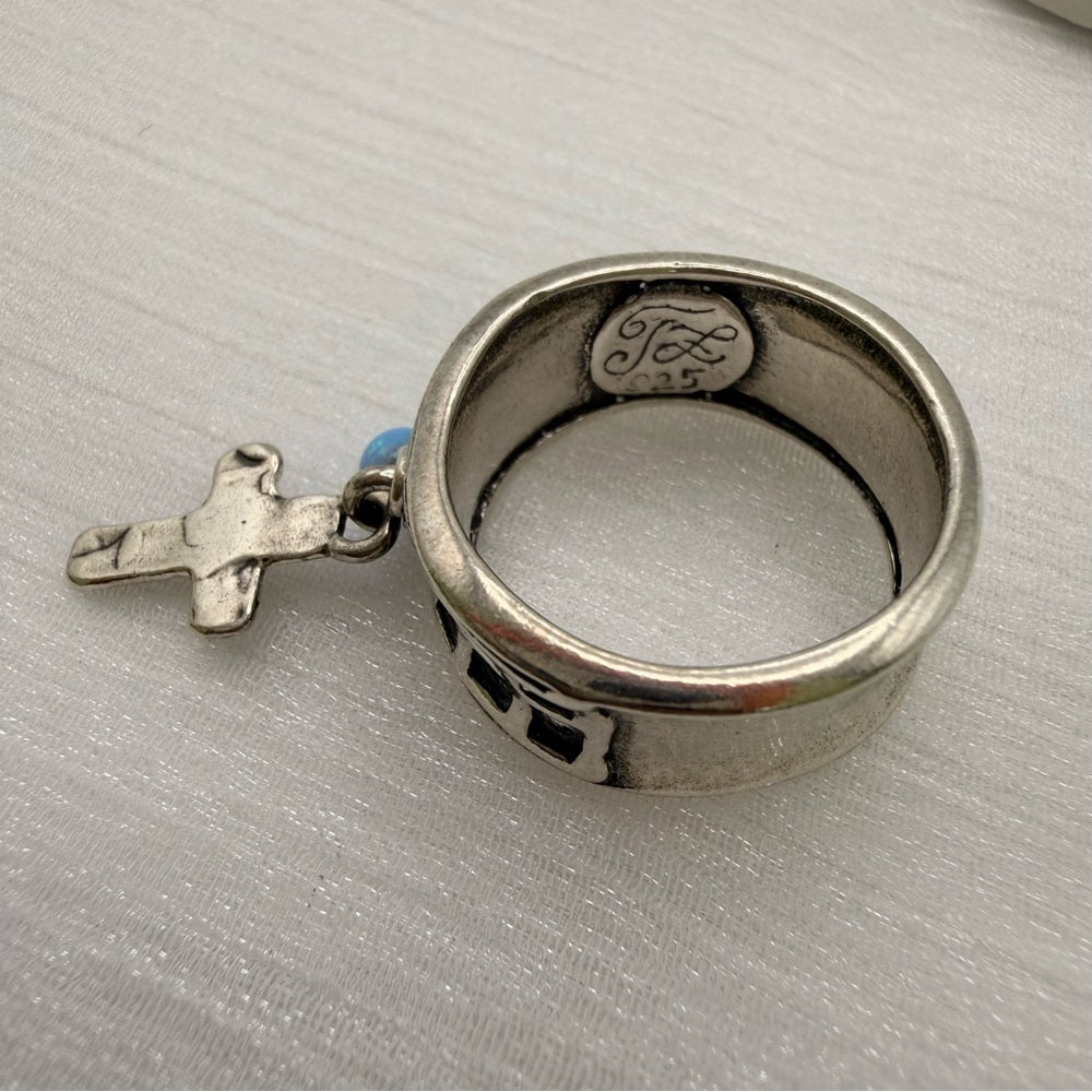 S925 Handmade Australian Opal Cross Ring