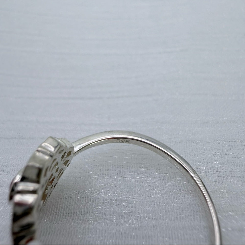 S925 Mexican Fire Opal Flower Ring