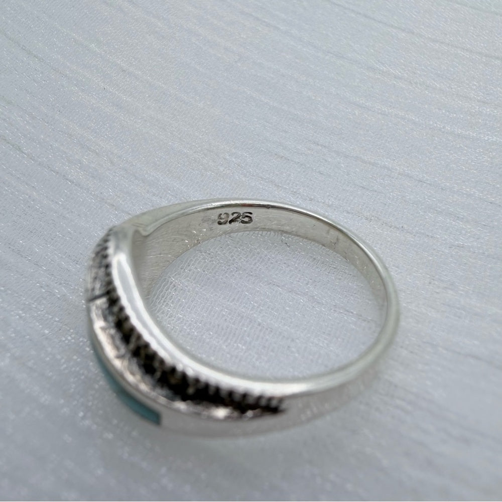 S925 Turquoise & Hematite Ring