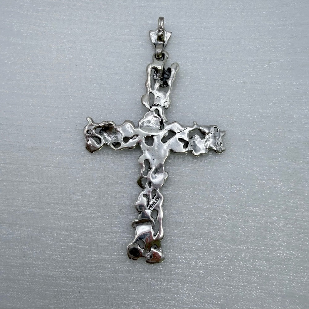 S925 Sterling Silver Flower Cross Pendant
