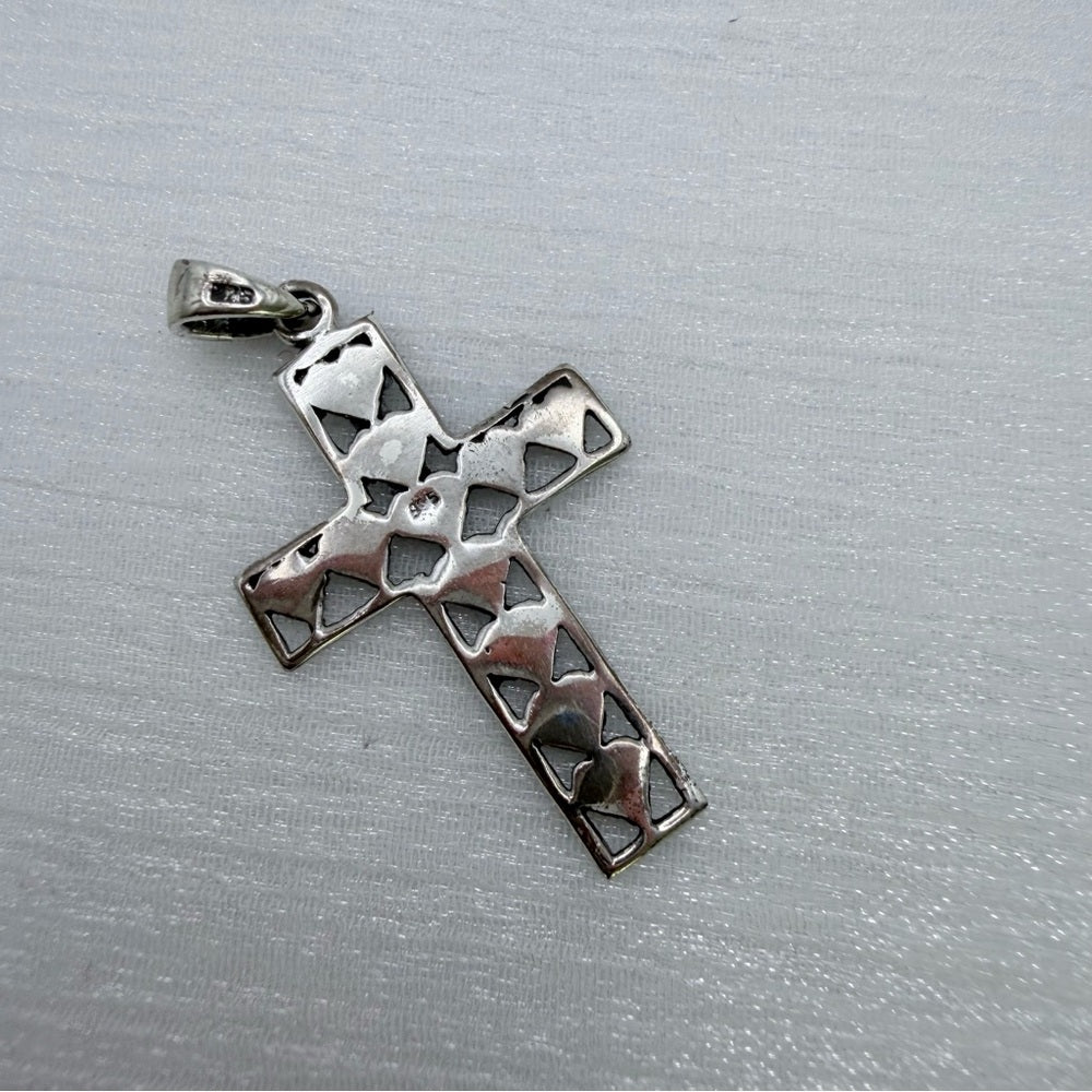 S925 Sterling Silver Heart Cross Pendant