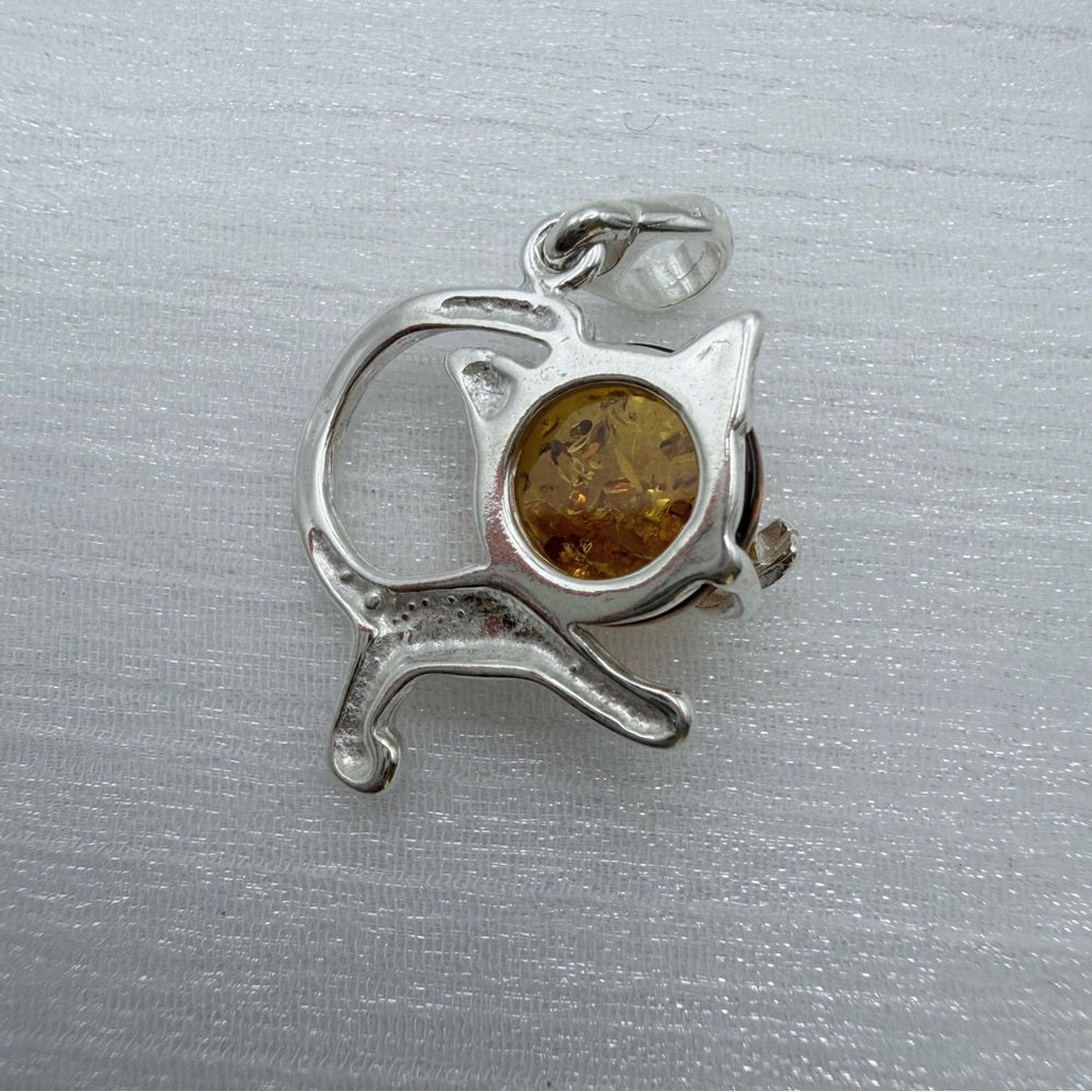 S925 Amber Cat Pendant