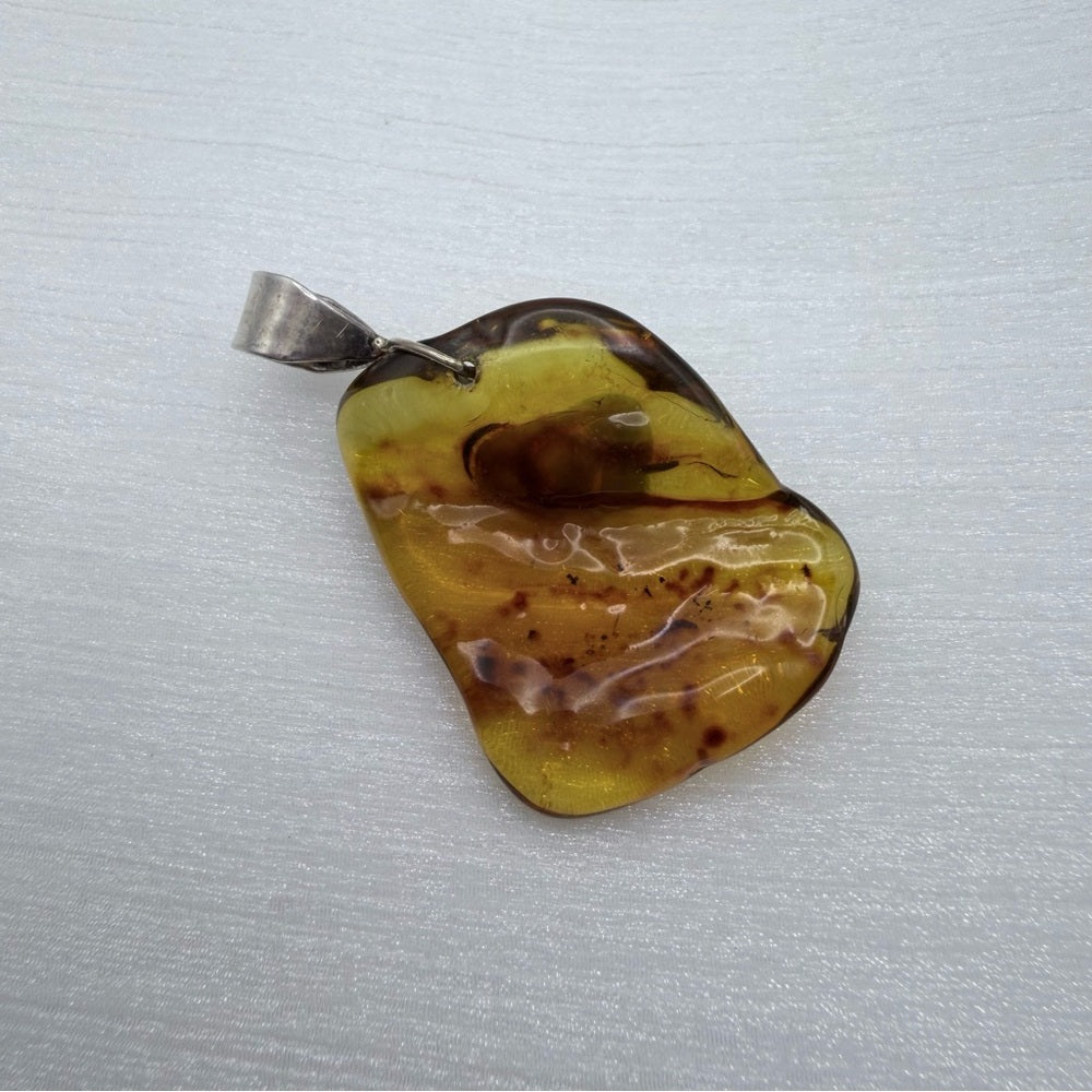 S925 Amber & Larimar Pendant