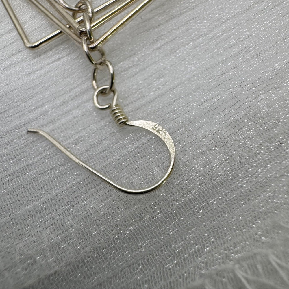 S925 Evil Eye Triple Square Dangle Earrings