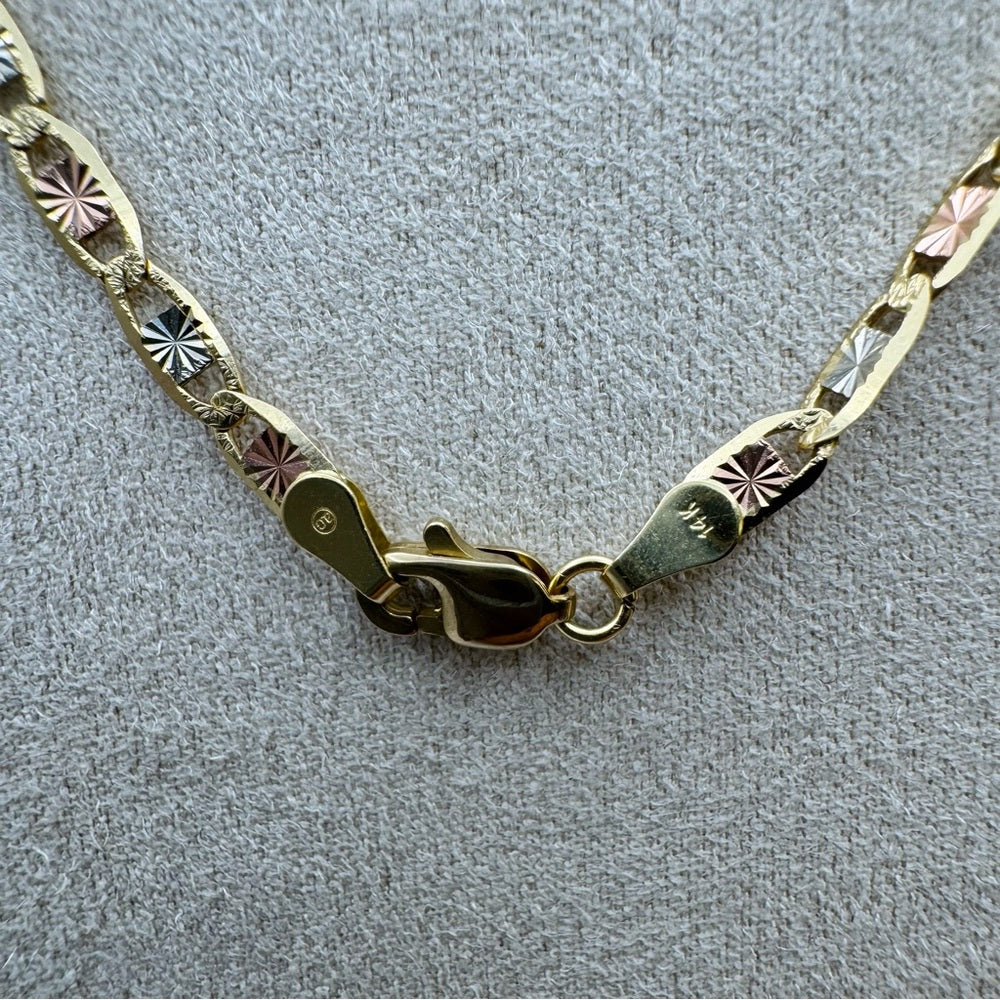 Solid 14k Gold Diamond Cut Tri Color Mariner