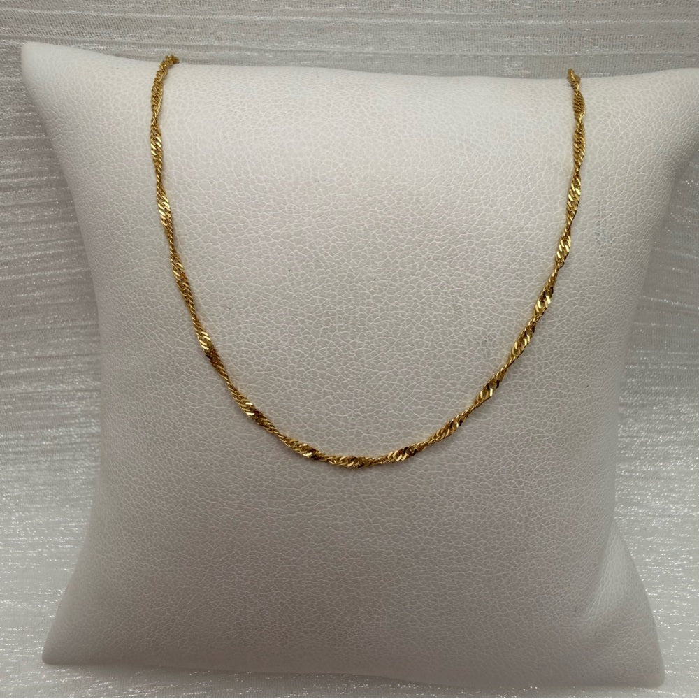 Solid 10k Gold Singapore Chain Bracelet