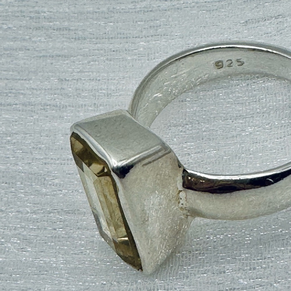 Citrine Elongated Emerald Cut S925 Ring