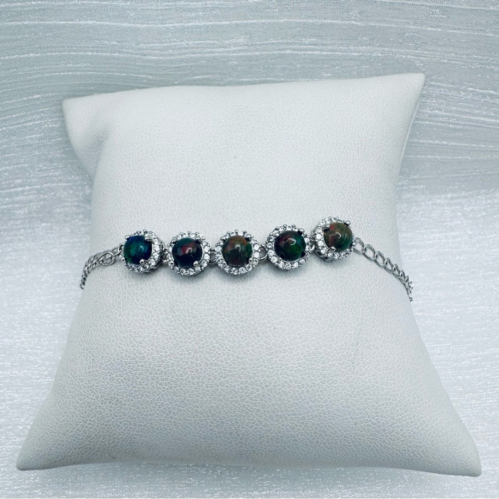 S925 Black Ethiopian Opal Bangle