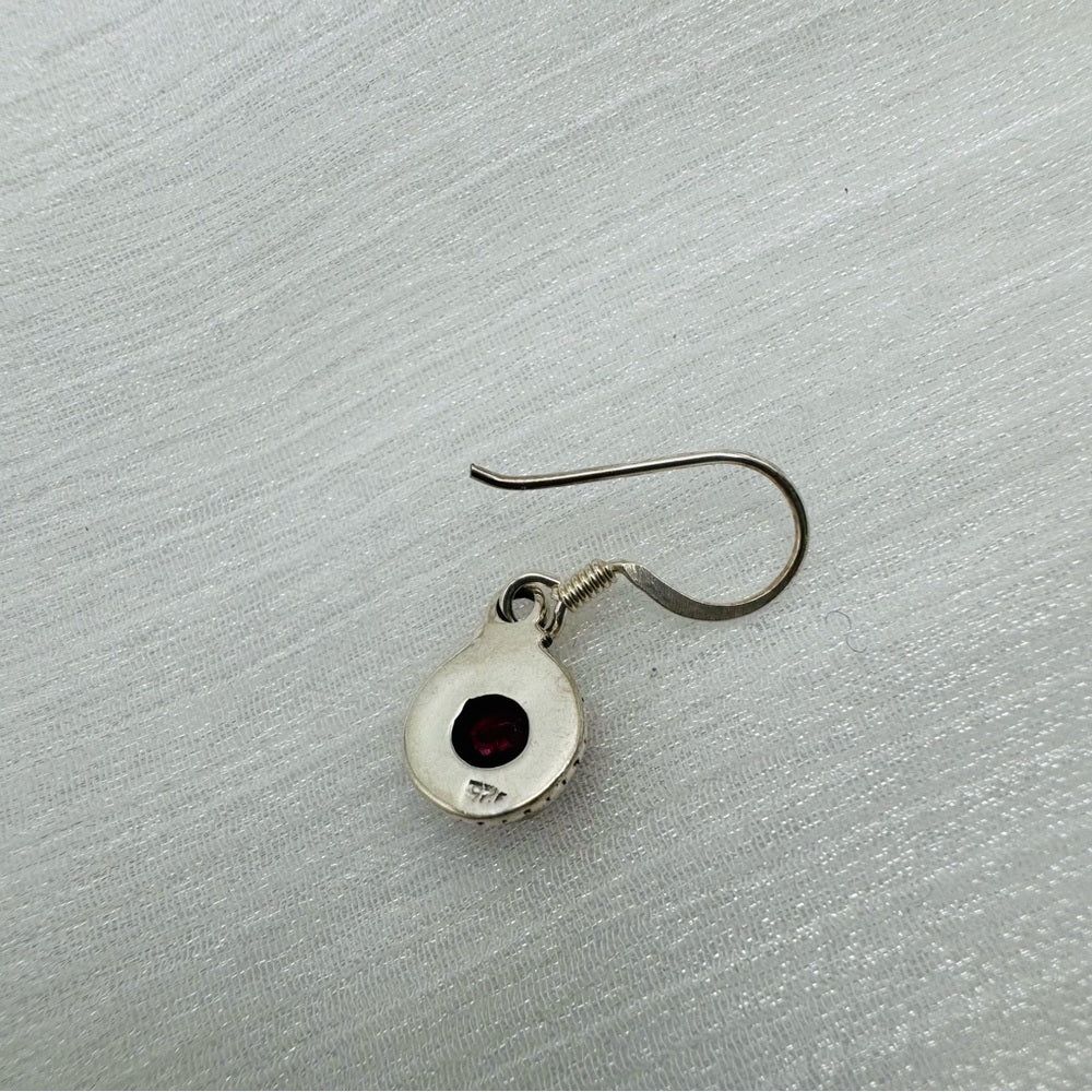 S925 Ruby Round Earrings